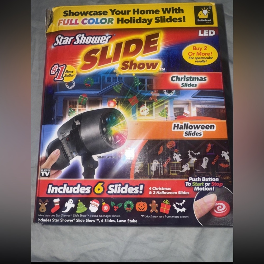 STAR SHOWER SLIDE SHOW LED CHRISTMAS LIGHTS LASER PROJECTOR COLOR HOLIDAY SLIDES